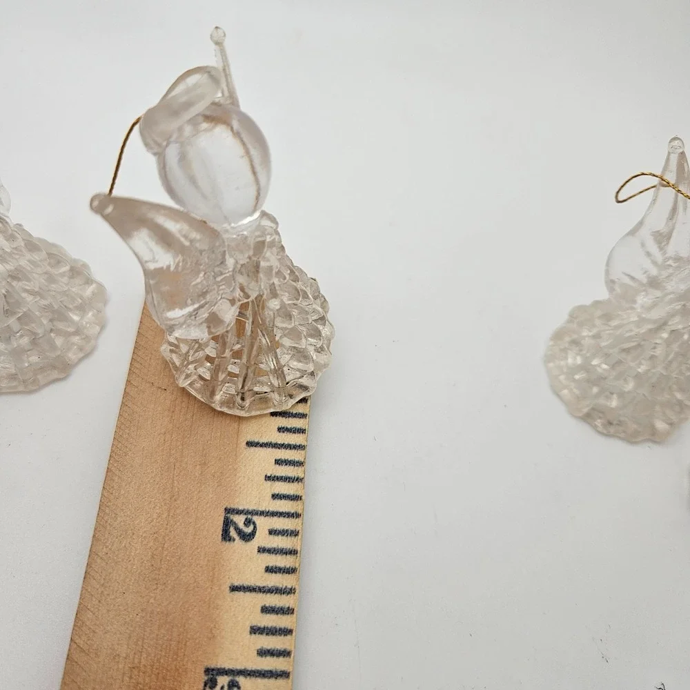 Vintage Yuletide Crystal Angels Ornament Set of 6 | Clear Plastic | Made in Hong